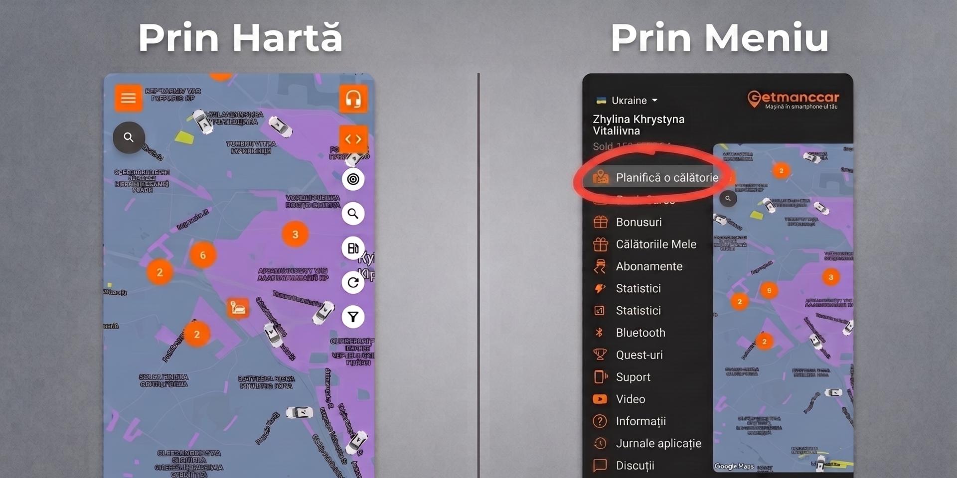 Cum rezervi o mașină prin aplicația Getmancar
