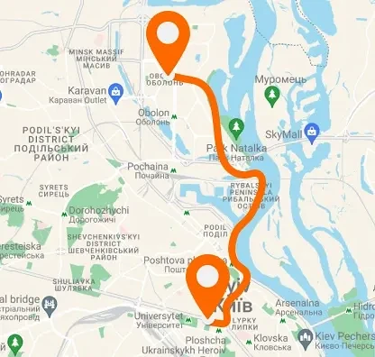 Obolon — Kyiv center — horizontal layout