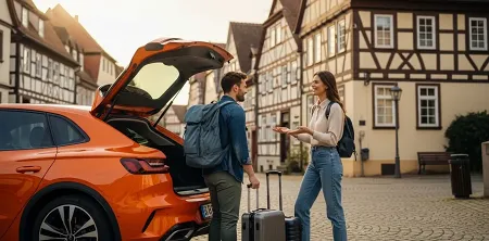 A couple arrived in a German city in a rented car