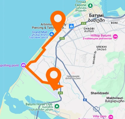 Khimshiashvili Route — Batumi Airport — horizontal layout