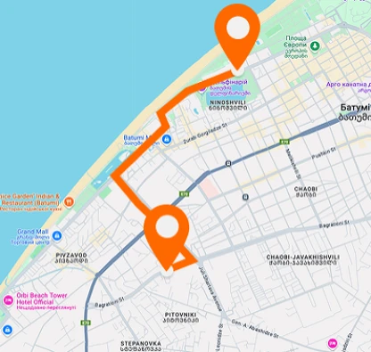 Route to Shota Rustaveli University — horizontal layout