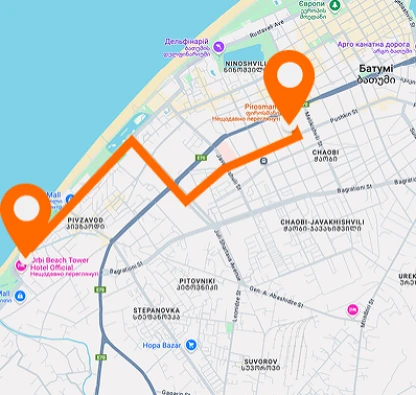 Europark to Pirosmani Restaurant — horizontal layout