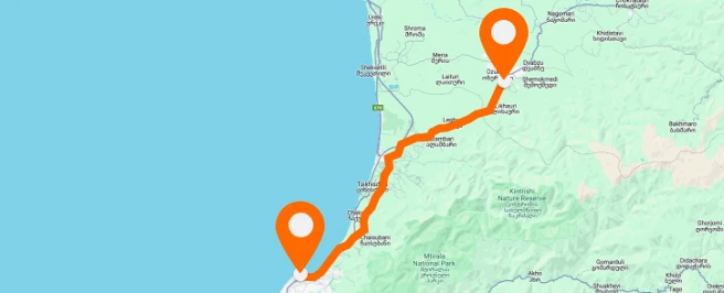 Path Batumi — Ozurgeti — vertical layout