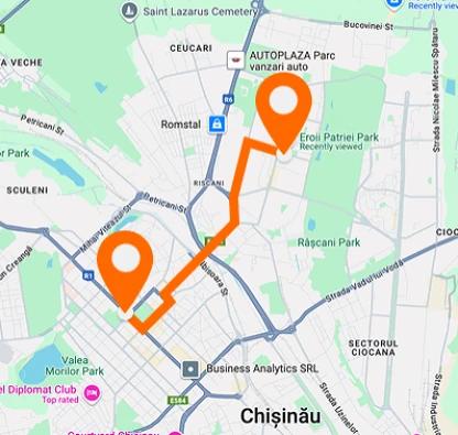 Râșcani — centrul Chișinăului — poziționare orizontală