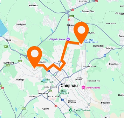 Drumul Buiucani — Port Mall — poziționare orizontală