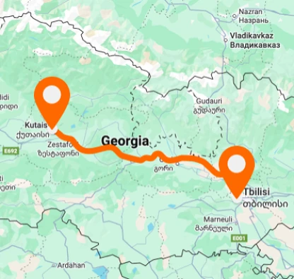 м. Кутаїсі – Залізничний вокзал, м. Тбілісі — горизонтальне розташування