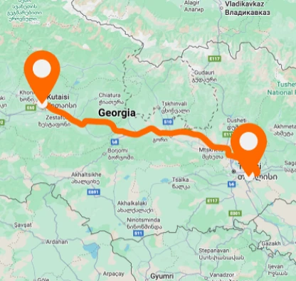 м. Кутаїсі – Аеропорт Тбілісі — горизонтальне розташування