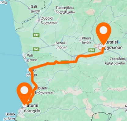 м. Кутаїсі – м. Батумі, автостанція — горизонтальне розташування